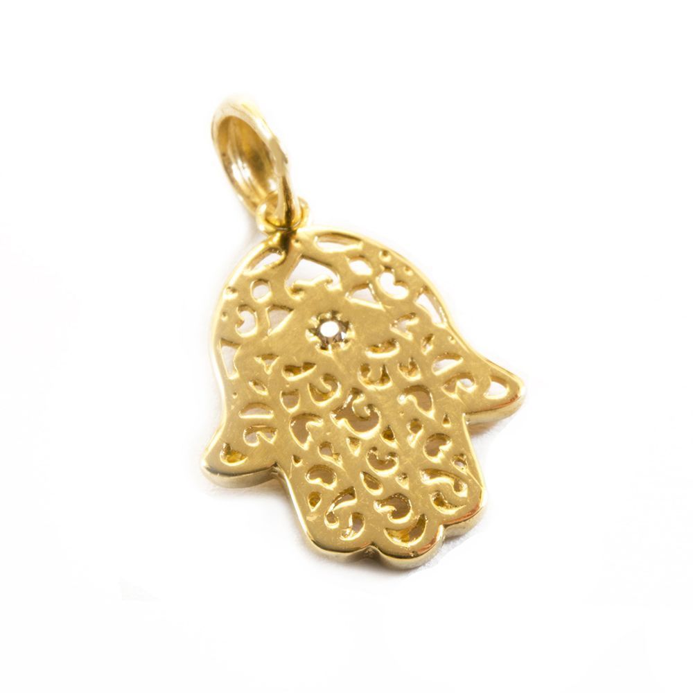 Pingente M�o de Deus com Zirc�nia em Ouro 18 Kilates - 24235